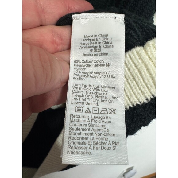 J.Crew 3X Short Sleeve Lady Cardigan Knit Sweater Black & White Button Front NWT - Picture 8 of 13